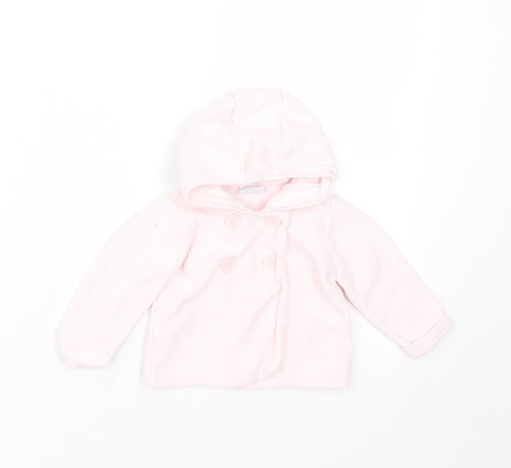 Mini Club Girls Pink Cotton Cardigan Jumper Size 6-9 Months Button - hoodie