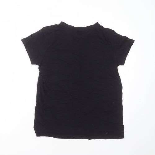 JEFF & CO Womens Black  Cotton Basic T-Shirt Size 10 Round Neck - kindness starts with you