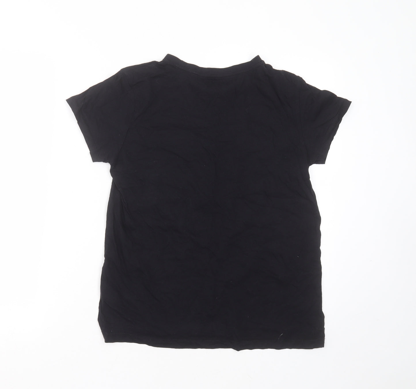 JEFF & CO Womens Black  Cotton Basic T-Shirt Size 10 Round Neck - kindness starts with you