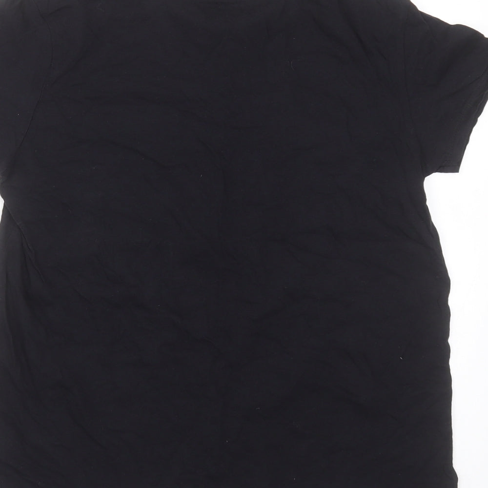 JEFF & CO Womens Black  Cotton Basic T-Shirt Size 10 Round Neck - kindness starts with you