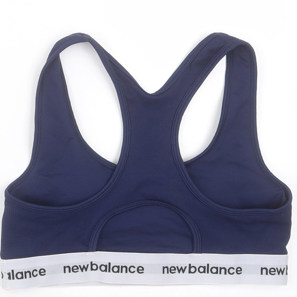 New Balance Womens Blue  Nylon Cropped Tank Size L Round Neck  - sports bra