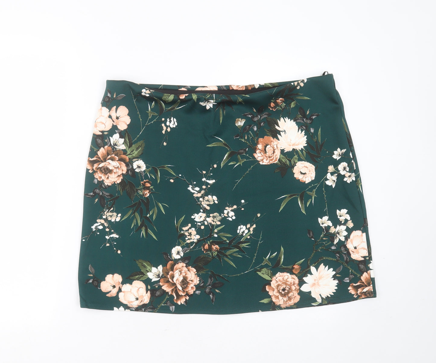 Dorothy Perkins Womens Green Floral Polyester Mini Skirt Size 18