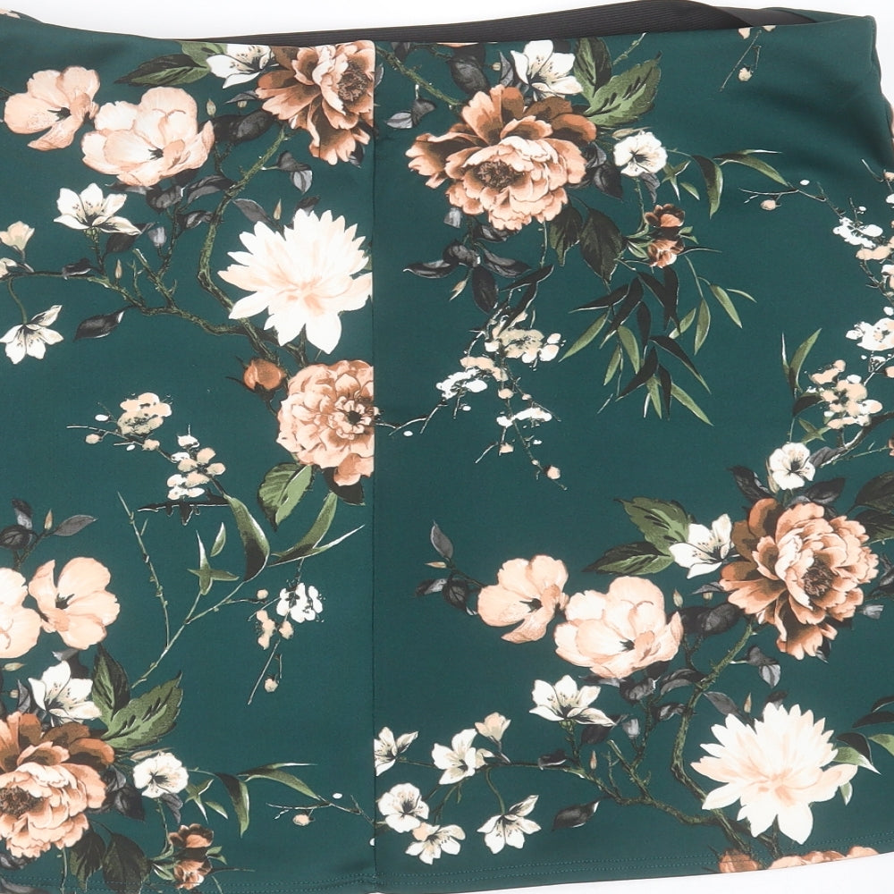 Dorothy Perkins Womens Green Floral Polyester Mini Skirt Size 18
