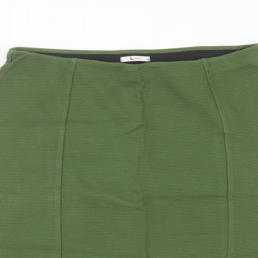 TU Womens Green Striped Cotton Straight & Pencil Skirt Size 16