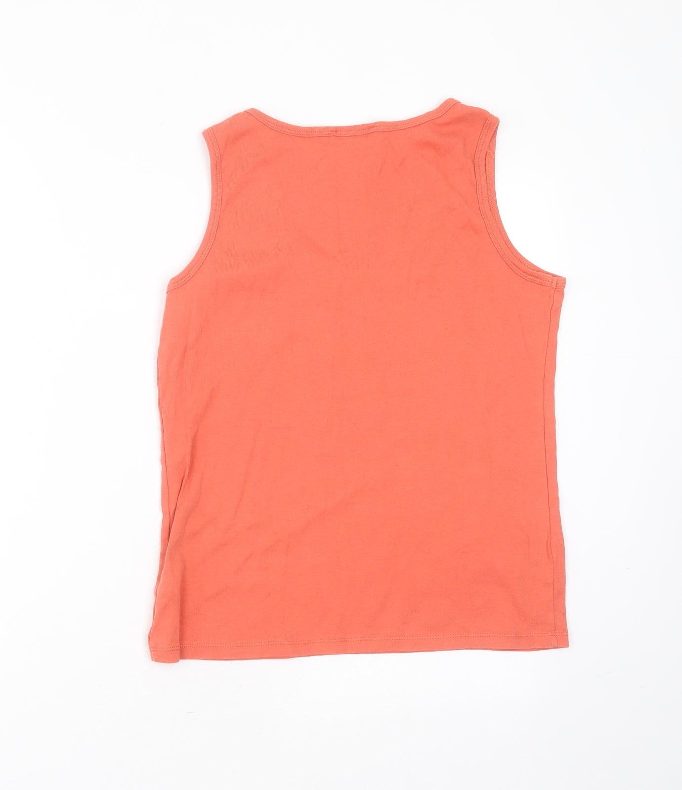 Marks and Spencer Womens Orange  Cotton Basic Tank Size 16 Round Neck - beaded neck line