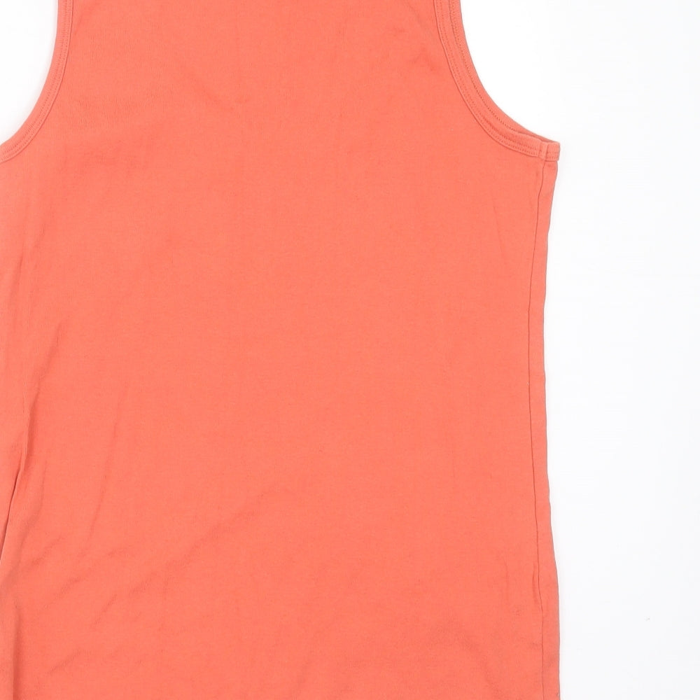 Marks and Spencer Womens Orange  Cotton Basic Tank Size 16 Round Neck - beaded neck line