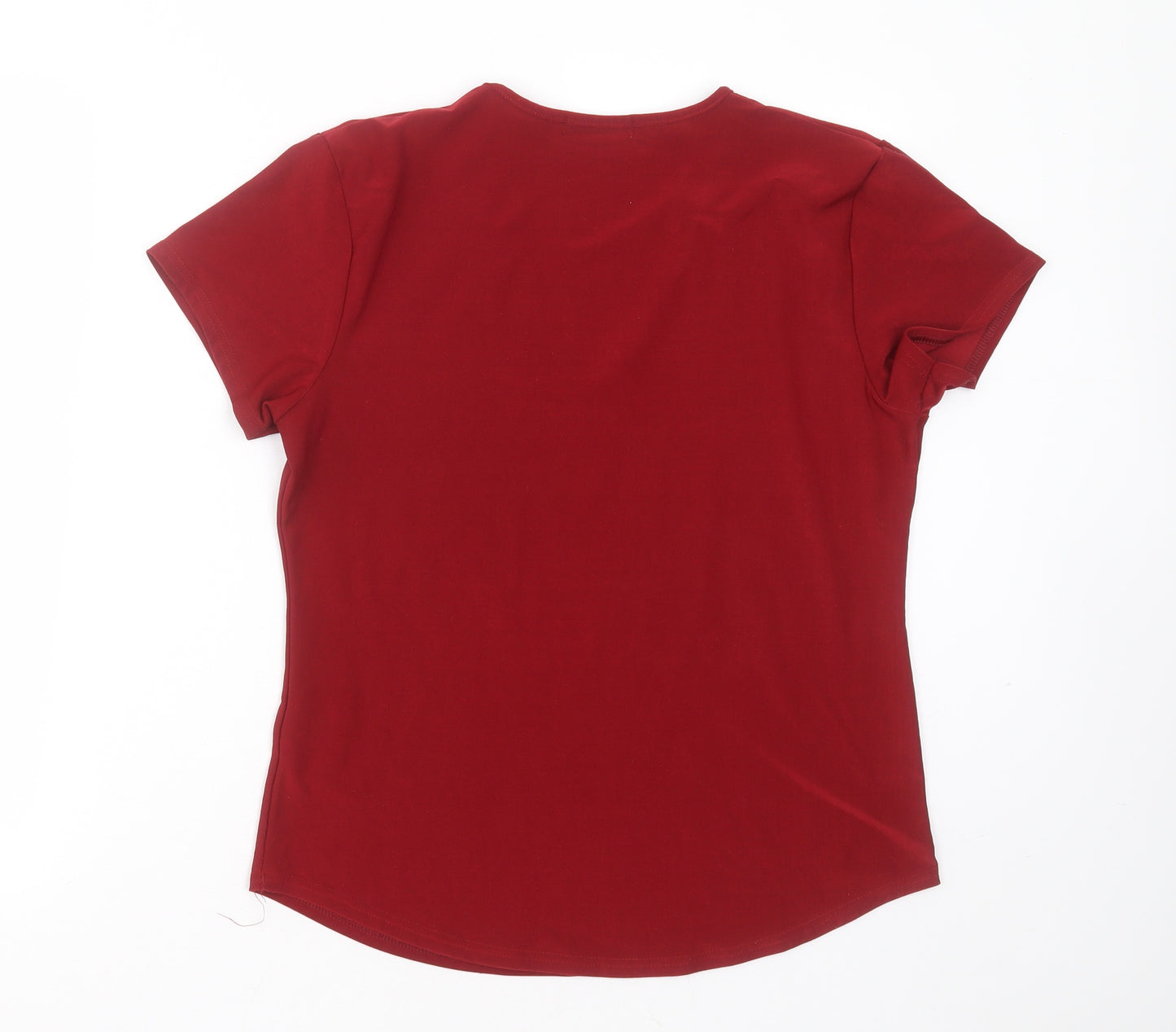New Look Womens Red  Polyester Basic T-Shirt Size 16 V-Neck
