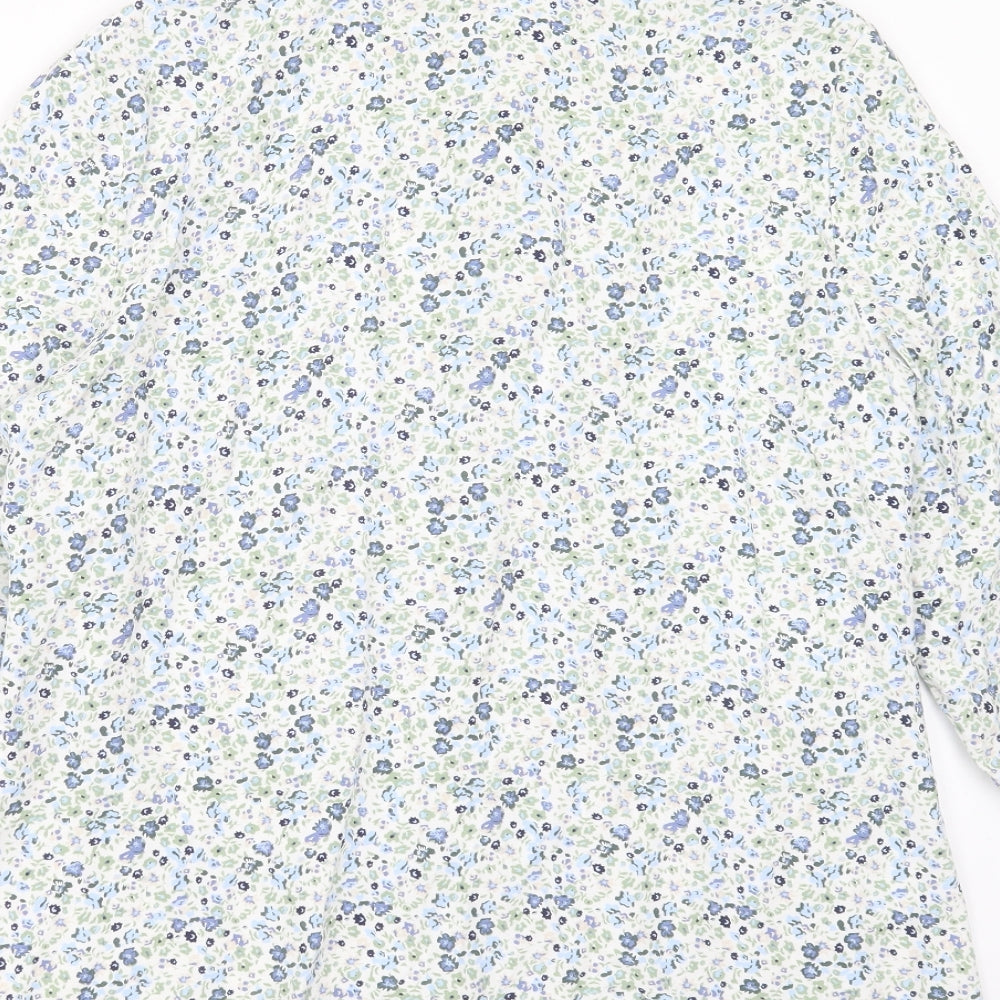 ISLE Womens White Floral Viscose Basic Blouse Size 14 Collared