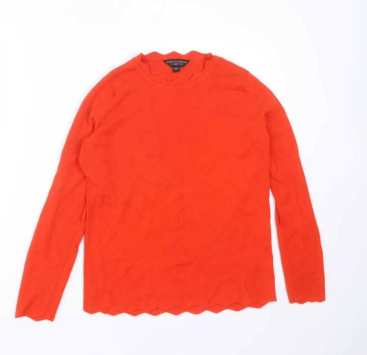 Dorothy Perkins Womens Orange Round Neck  Viscose Pullover Jumper Size 12