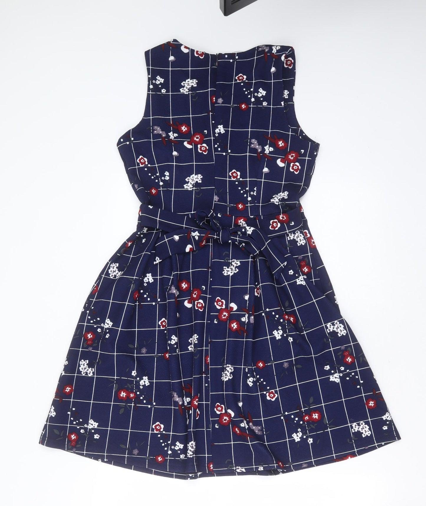 IZABEL LONDON Womens Blue Floral Polyester Fit & Flare  Size 10  Round Neck