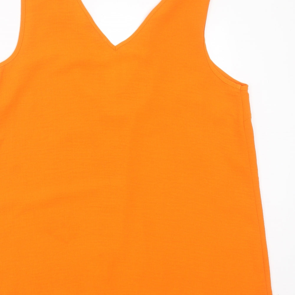 Papaya Womens Orange  Polyester Basic Blouse Size 14 V-Neck