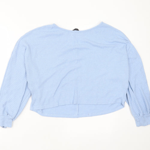 SheIn Womens Blue Round Neck Striped Polyester Pullover Jumper Size L