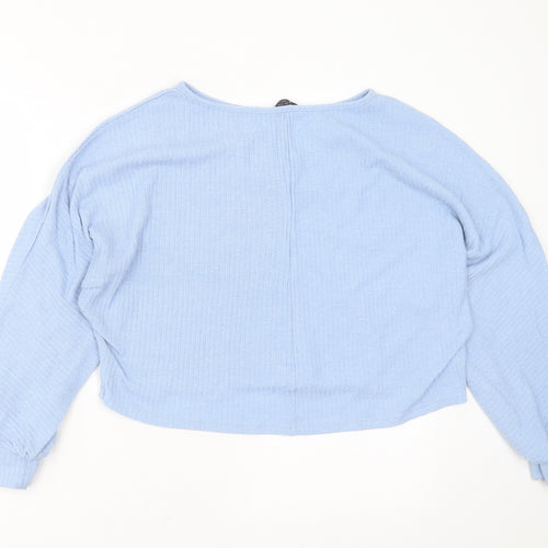SheIn Womens Blue Round Neck Striped Polyester Pullover Jumper Size L