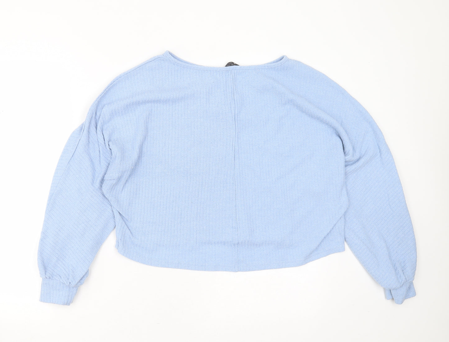 SheIn Womens Blue Round Neck Striped Polyester Pullover Jumper Size L