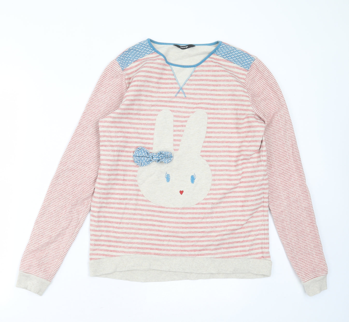 George Girls Beige Striped Cotton Pullover Sweatshirt Size 13-14 Years   - rabbit