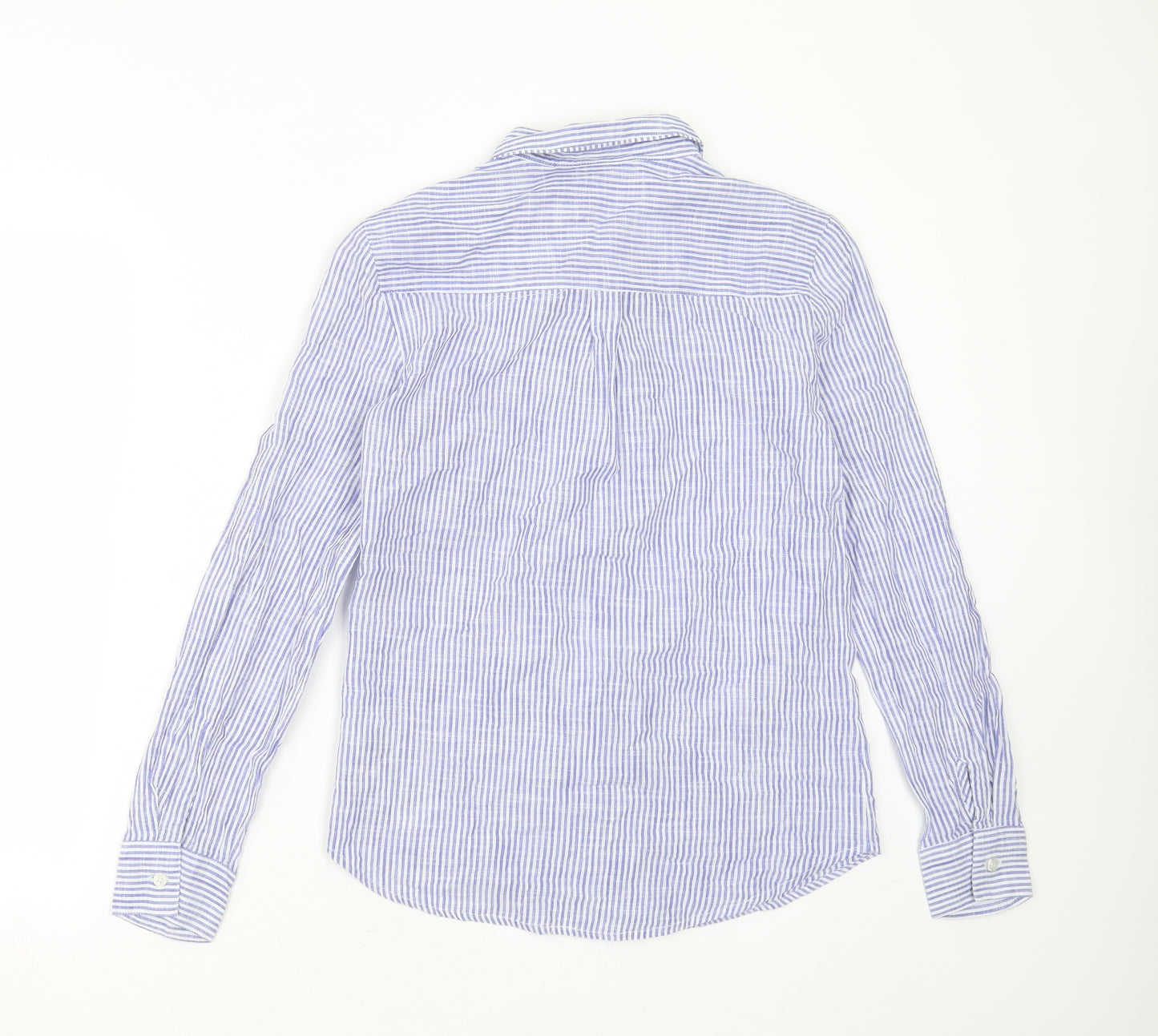 VERO MODA Womens Blue Striped Cotton Basic Button-Up Size M Collared
