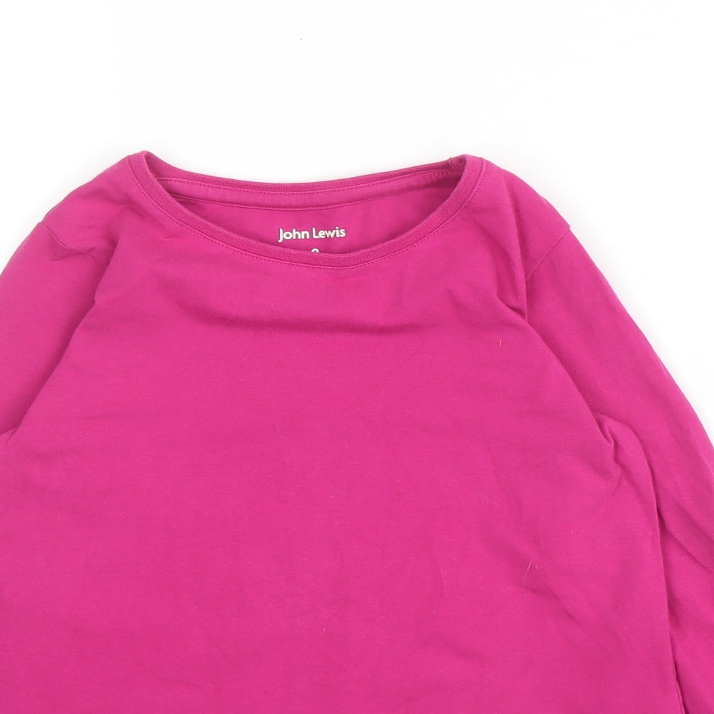 John Lewis Girls Pink  Cotton Basic T-Shirt Size 8 Years Round Neck