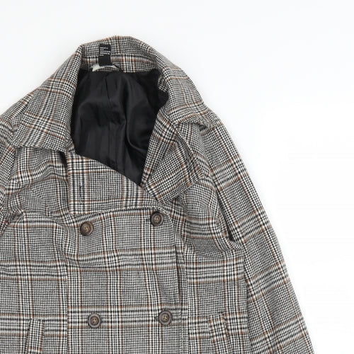 Forever21 Womens Beige Plaid  Pea Coat Blazer Size S  Button
