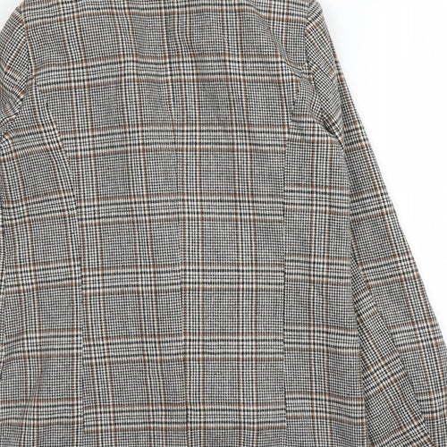 Forever21 Womens Beige Plaid  Pea Coat Blazer Size S  Button
