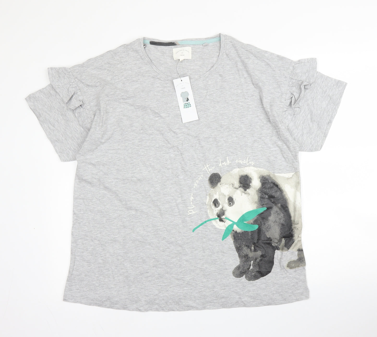 NEXT Womens Grey  Viscose Basic T-Shirt Size L Round Neck - PJ top