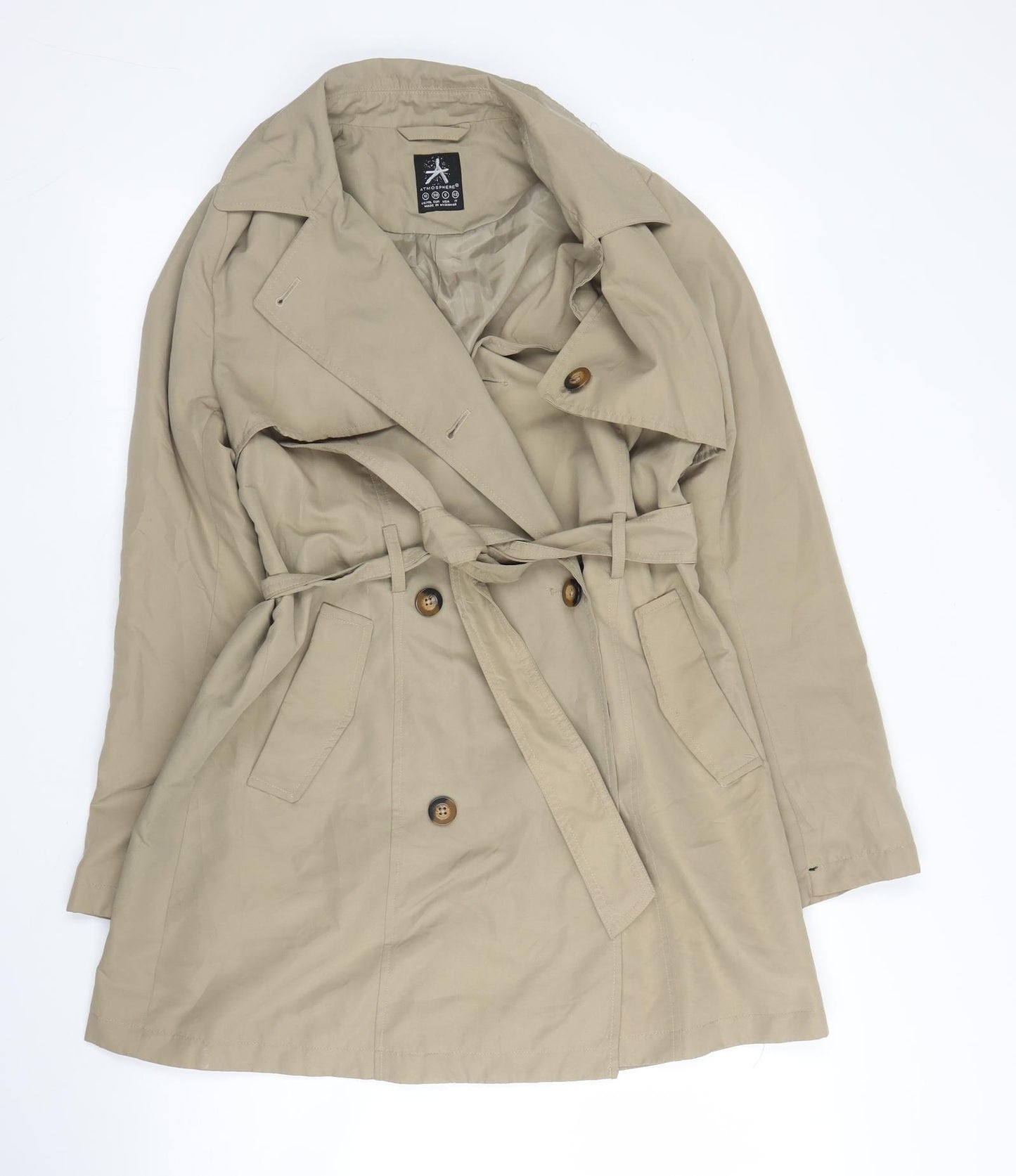 Primark Womens Beige   Trench Coat Coat Size 10  Button
