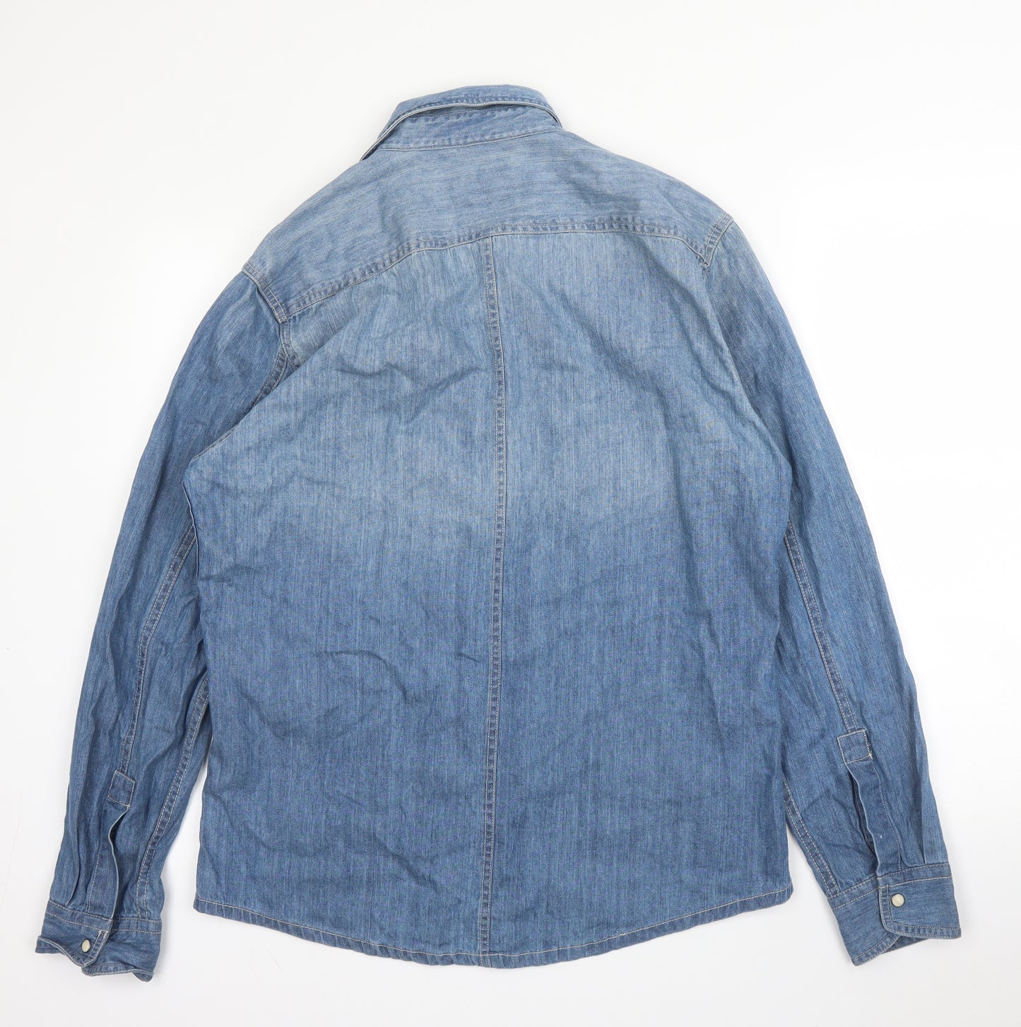 Angelo Litrico Mens Blue  Cotton  Button-Up Size M Collared Button