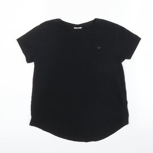 Zara Girls Black  Cotton Basic T-Shirt Size 8 Years Round Neck