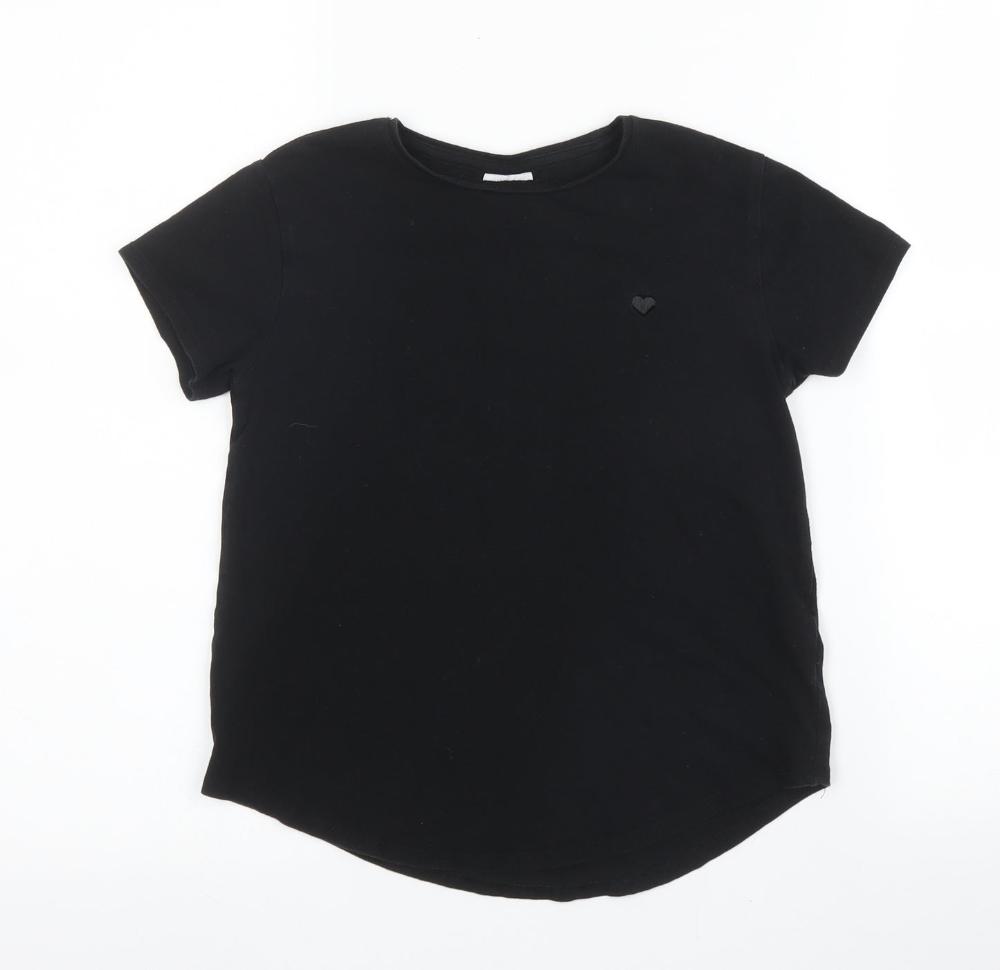 Zara Girls Black  Cotton Basic T-Shirt Size 8 Years Round Neck