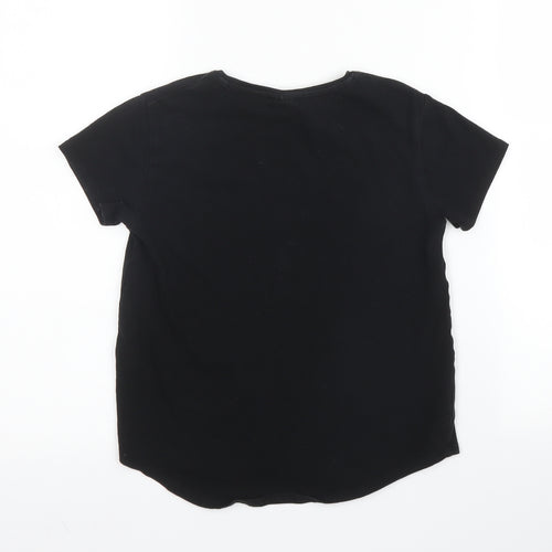 Zara Girls Black  Cotton Basic T-Shirt Size 8 Years Round Neck