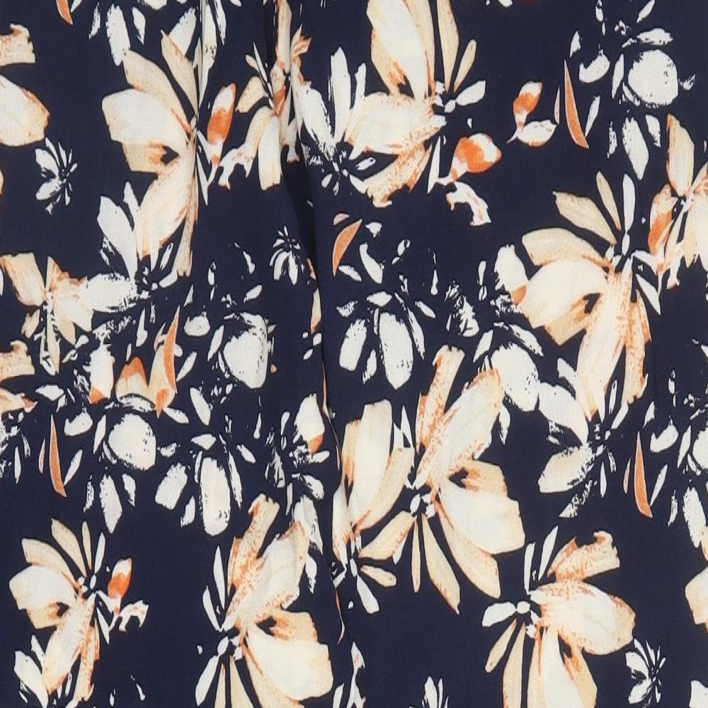 Papaya Womens Blue Floral Viscose Harem Trousers Size 16 L27 in Regular Drawstring
