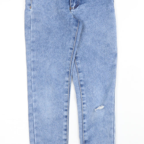 Mango Girls Blue  Cotton Skinny Jeans Size 9 Months L22 in Regular Zip