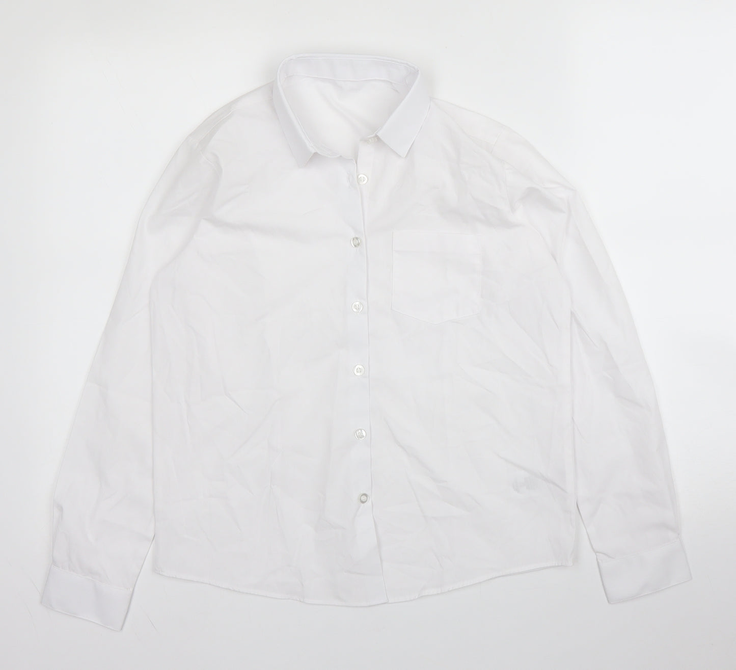 George Boys White  Cotton Basic Button-Up Size 11 Years Collared Button
