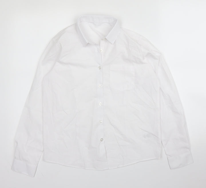 George Boys White  Cotton Basic Button-Up Size 11 Years Collared Button