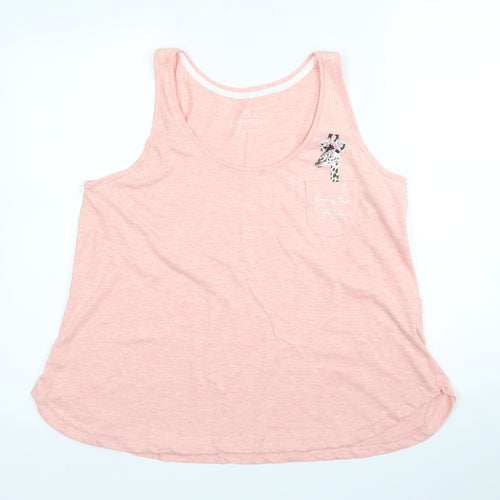 Peacocks Womens Pink  Cotton Basic Tank Size 14 Round Neck - PJ top