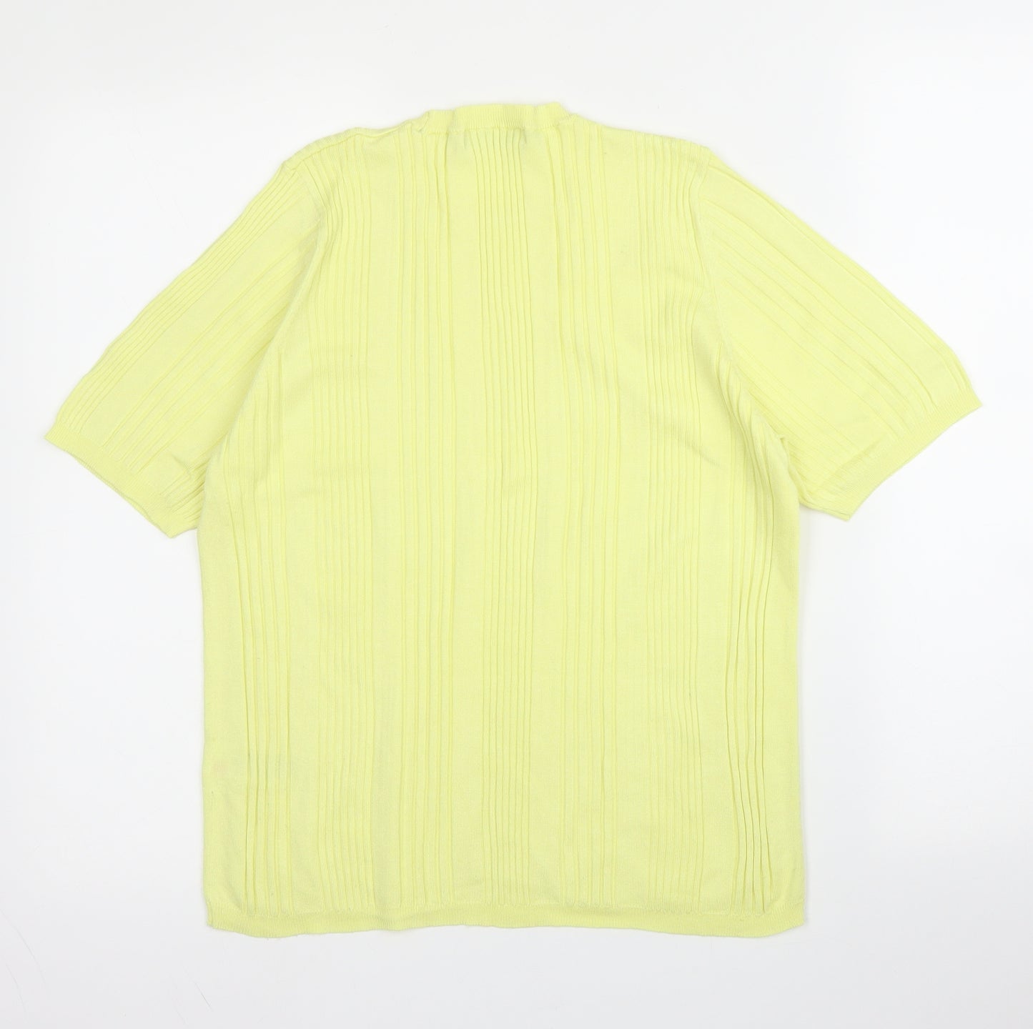 M&S Womens Yellow  Viscose Basic T-Shirt Size 18 Round Neck