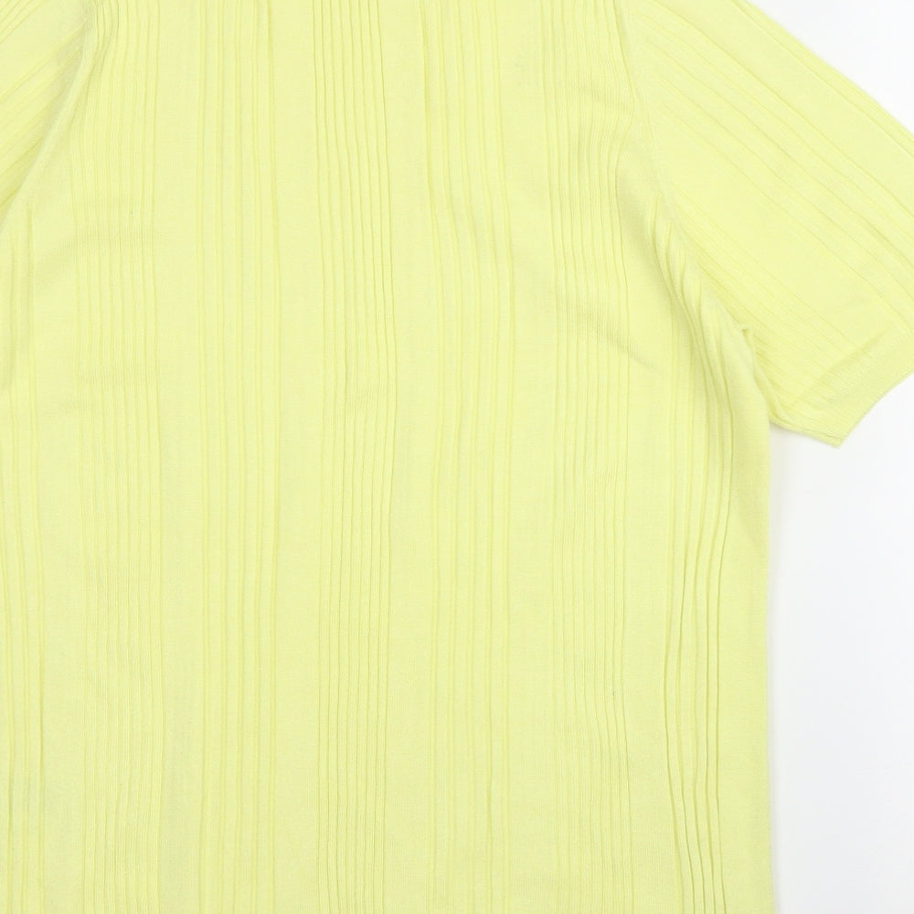 M&S Womens Yellow  Viscose Basic T-Shirt Size 18 Round Neck