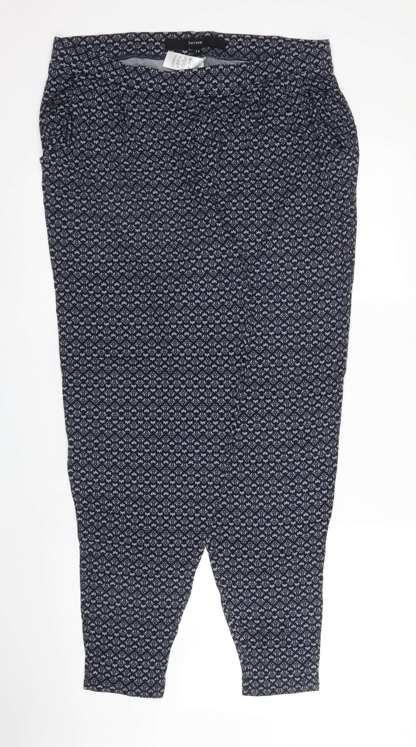 NEXT Womens Blue  Viscose Harem Trousers Size 16 L25.5 in Regular