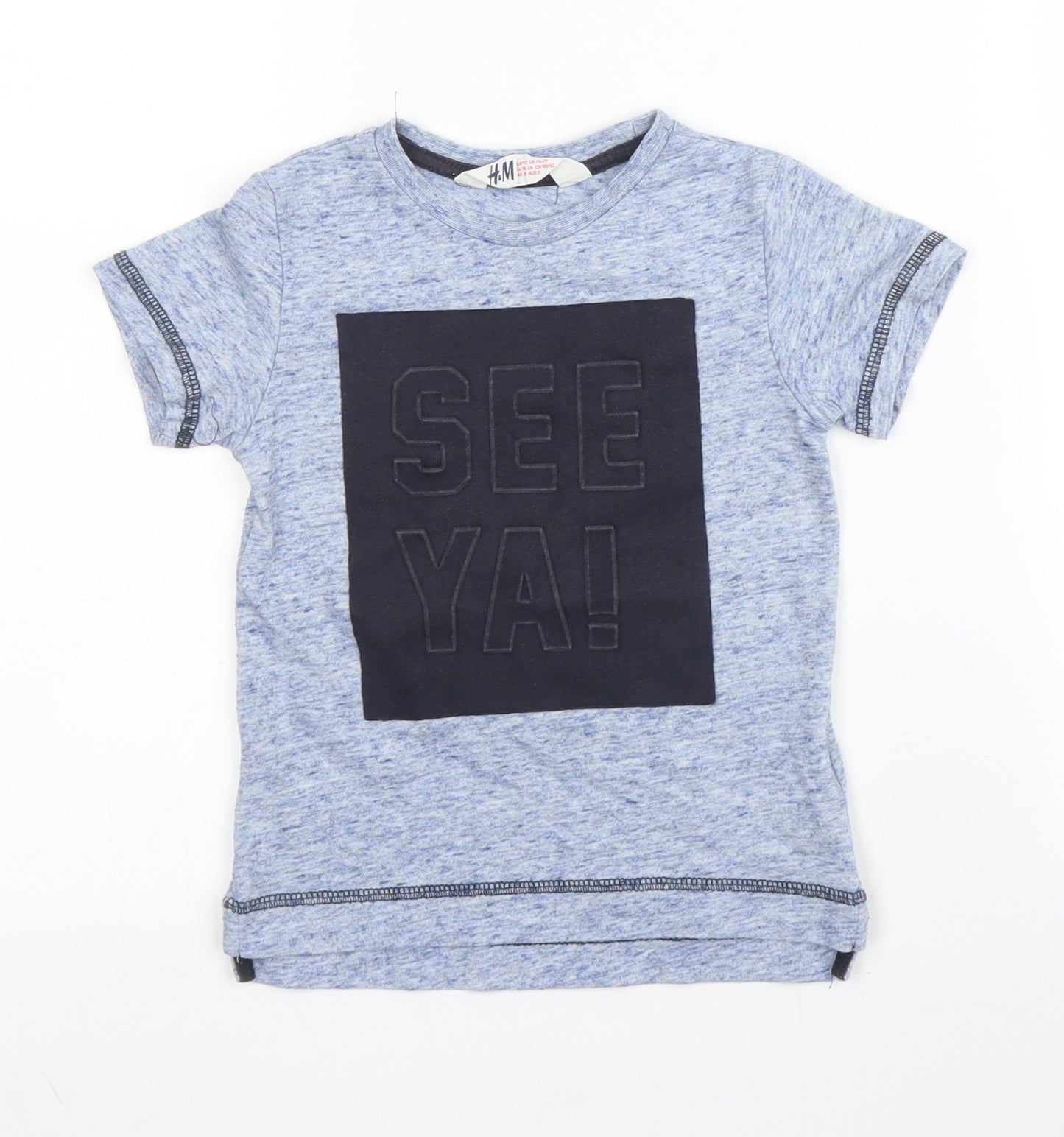 H&M Boys Blue  Cotton Basic T-Shirt Size 18-24 Months Round Neck
