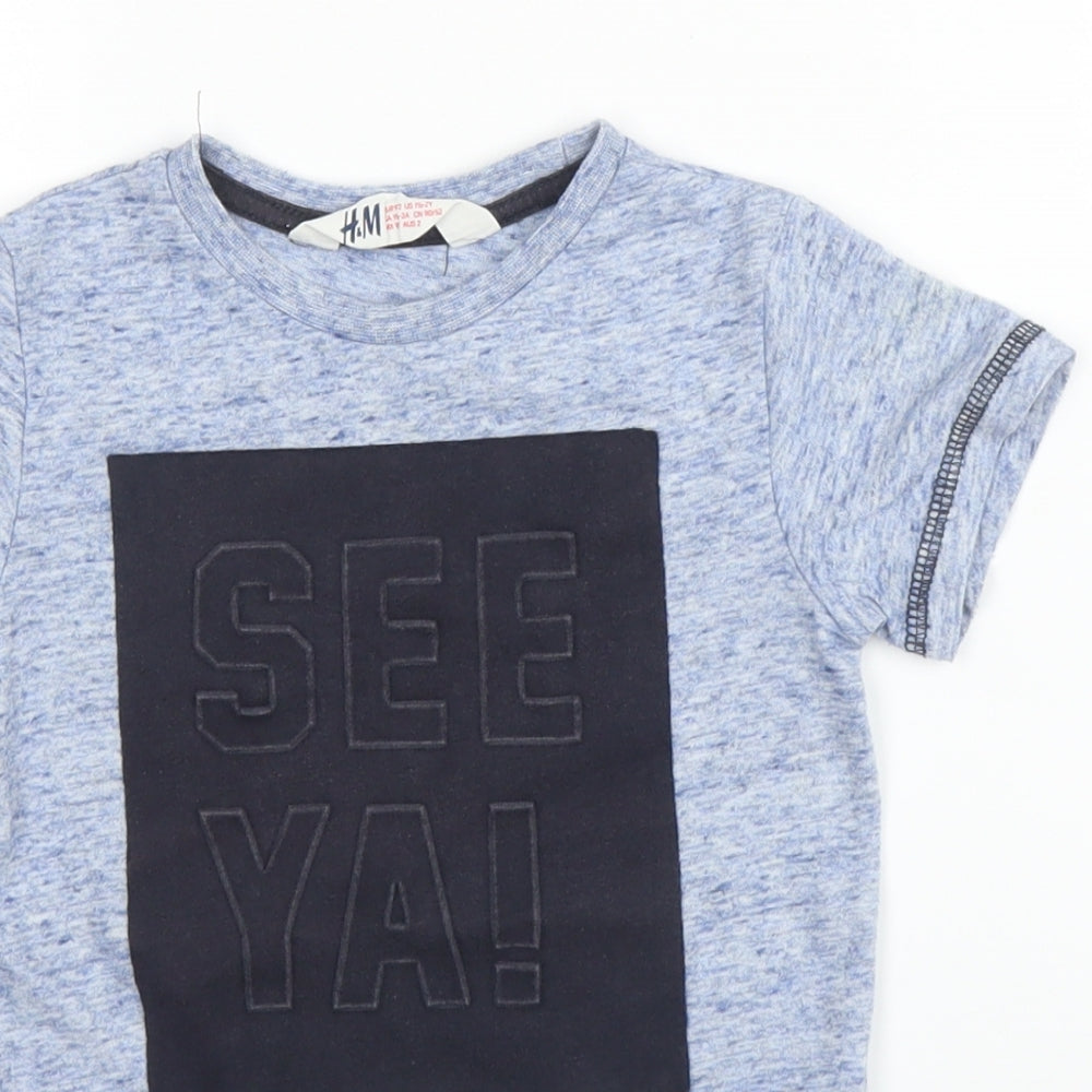 H&M Boys Blue  Cotton Basic T-Shirt Size 18-24 Months Round Neck