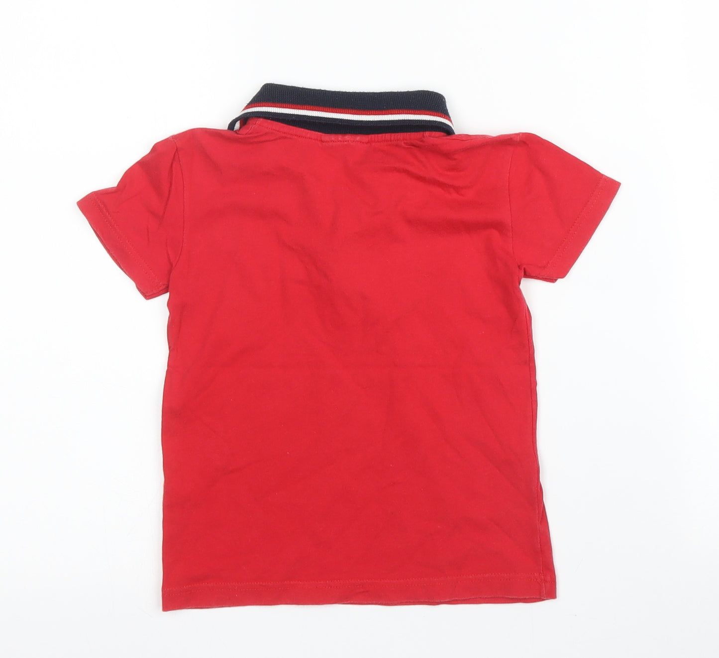 Preworn Boys Red  Cotton Basic Polo Size 2-3 Years Collared Button - Pixar, Cars