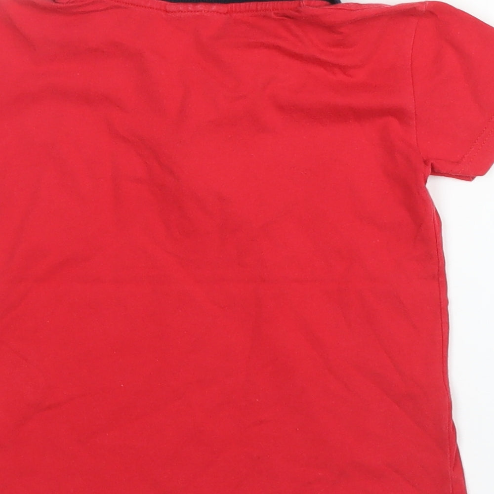 Preworn Boys Red  Cotton Basic Polo Size 2-3 Years Collared Button - Pixar, Cars