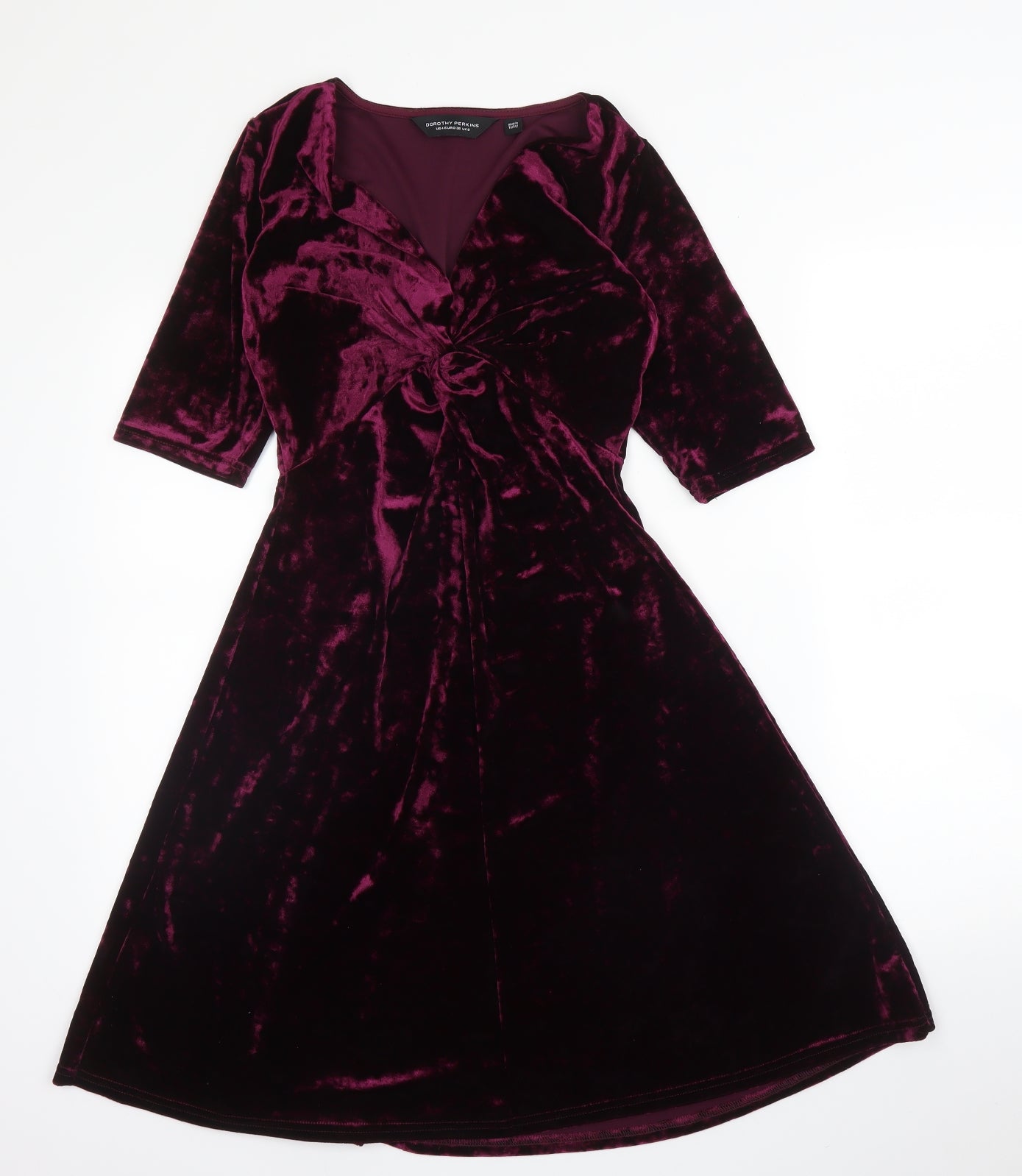 Dorothy Perkins Womens Purple  Polyester Fit & Flare  Size 8  V-Neck