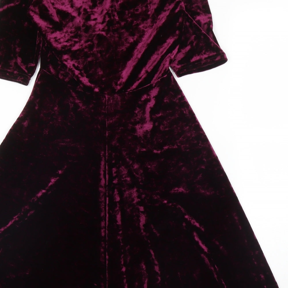 Dorothy Perkins Womens Purple  Polyester Fit & Flare  Size 8  V-Neck