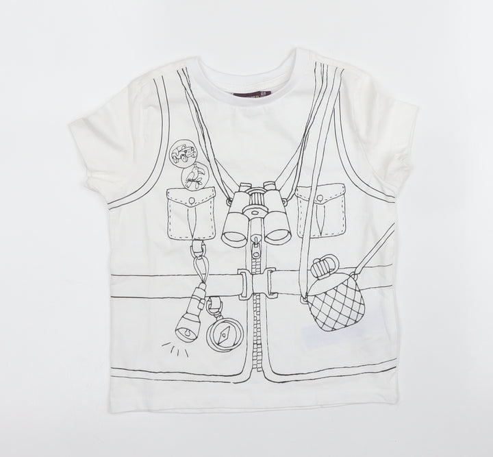 Sergent Major Boys White Cotton Basic T-Shirt Size 2 Years Round Neck