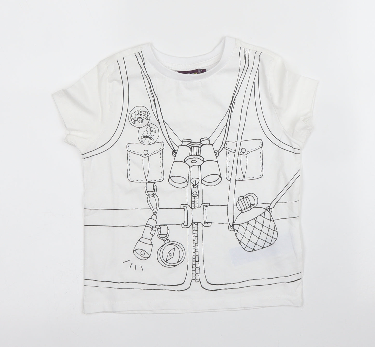 Sergent Major Boys White  Cotton Basic T-Shirt Size 2 Years Round Neck