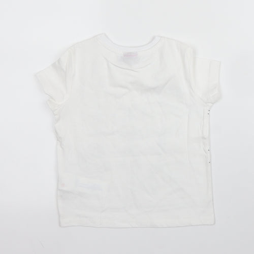 Sergent Major Boys White  Cotton Basic T-Shirt Size 2 Years Round Neck
