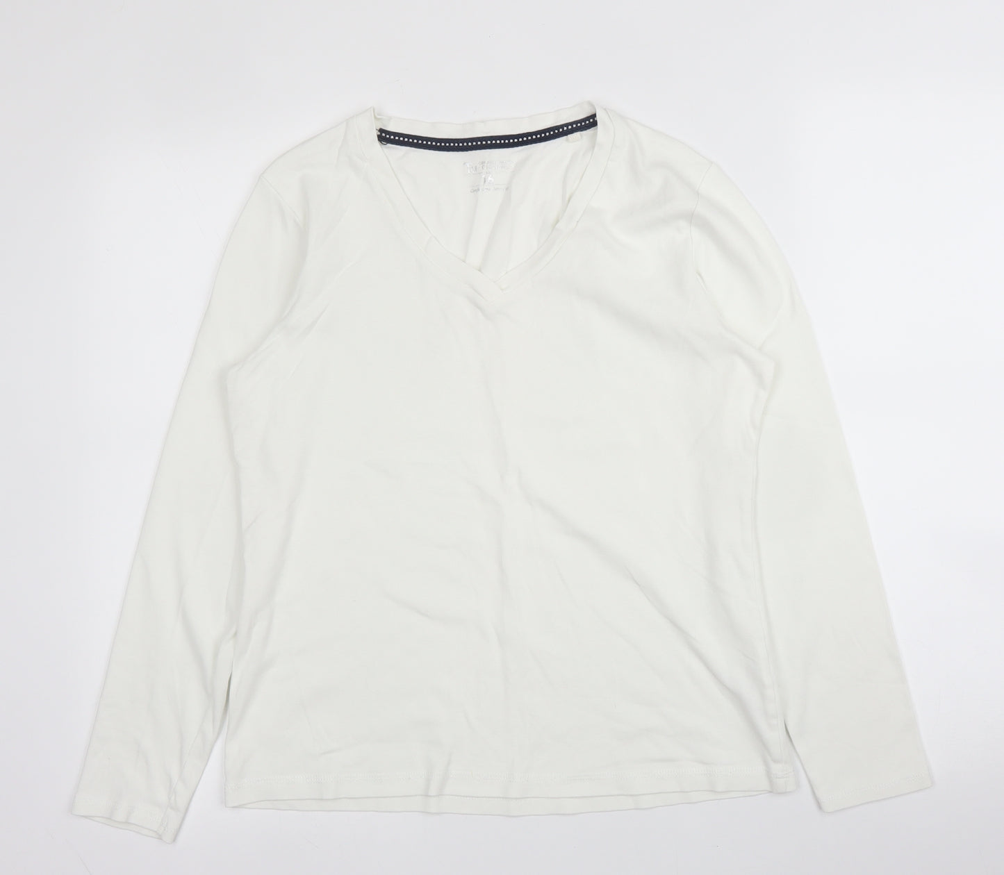 TU Womens White  Cotton Basic T-Shirt Size 16 V-Neck