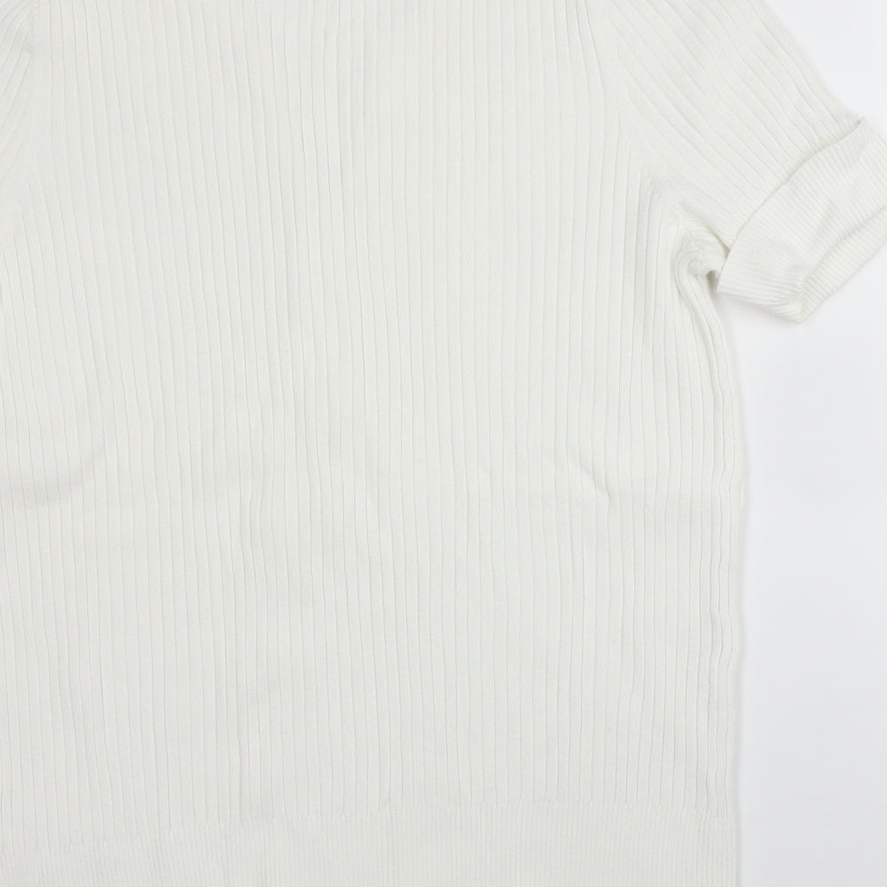 M&S Womens White  Viscose Basic Blouse Size 20 V-Neck