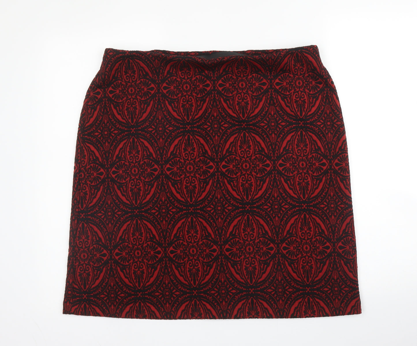 M&S Womens Red Floral Polyester A-Line Skirt Size 16