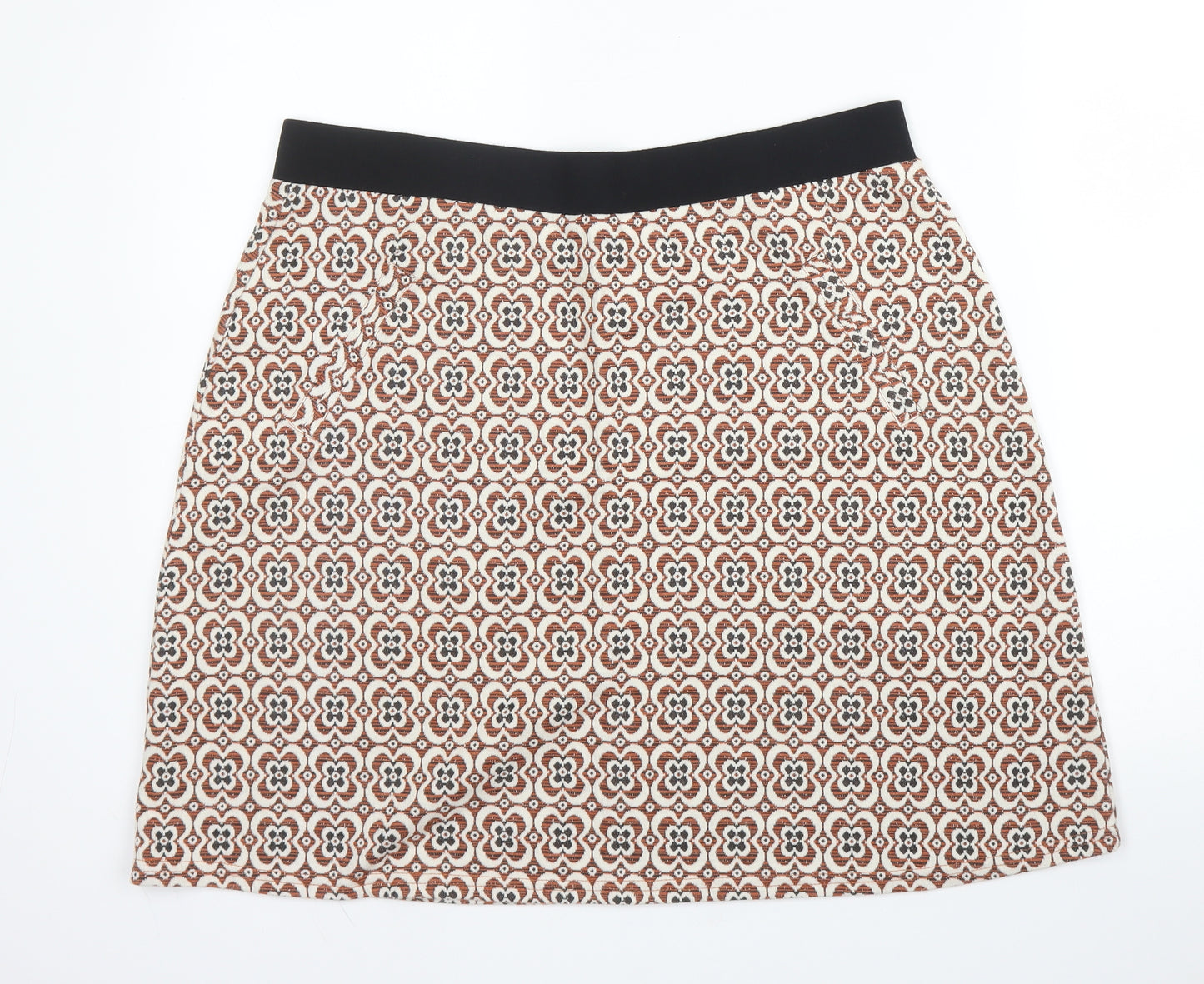 Dorothy Perkins Womens Beige Floral Cotton A-Line Skirt Size 16